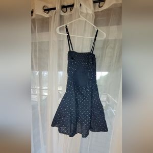 Blue dress with white dots